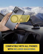 MagicMount™ SMSWD Magnetic Phone Holder for Car Dashboard/Windshield, MagSafe Stand, Suction Cup Phone Mount Compatible with iPhone 16 15 14 13 12 Series, Mag Safe Case & All Cell Phone