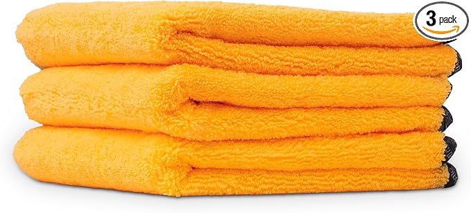 Automotive Microfiber Drying Chamois Gold 3 Pack Extra Absorbent Car Drying Cloths for Streak Free Paint Glass and Smooth Exterior Surfaces 24 x 16 Inches