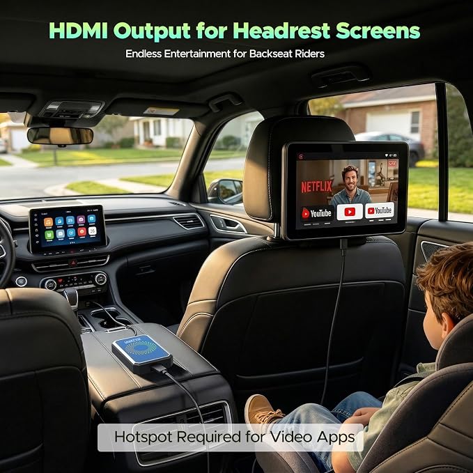 LAMTTO 3-in-1 Wireless Carplay Android Auto Adapter Built-in Net-Flix YouTube Tiktok Apps Magic Box Video Player with 5.8GHz WiFi USB Drive Convert Wired to Wireless for OEM CarPlay Cars (2016-2024)