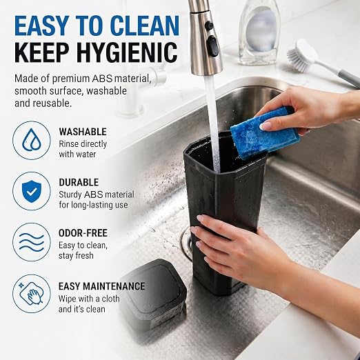 Car Trash Can, Mini Car Garbage Can with Lid, Leakproof Small Cup Holder Trash Can for Car with 60 Trash Bags, Vehicle SUV Truck Organizers and Storage for Home, Office, Black