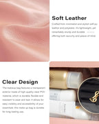2Pack Clear Makeup Bags Set, Clear Travel Makeup Brush Holder, Portable Leather Travel Toiletry Bag Pink Car Accessories for Women