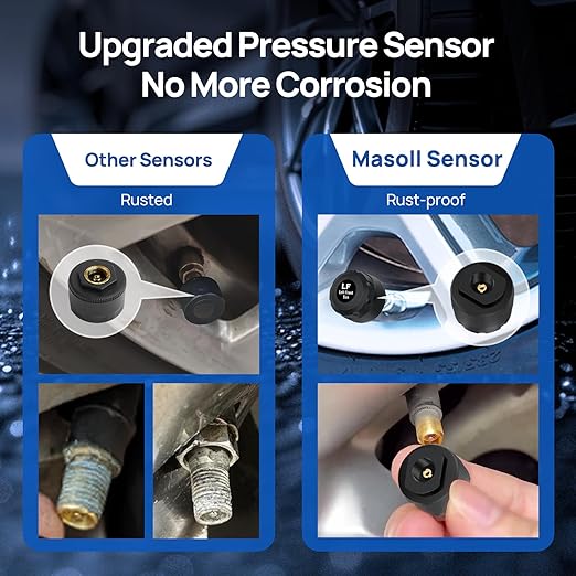 Tire Pressure Monitoring System, RV/Trailer TPMS with Solar Charging & Auto Calibration, M13 LCD Display tpms 4 sensors (0-99PSI)