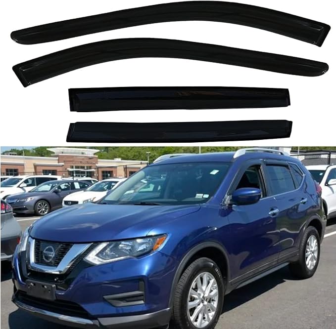 for 2014-2020 Nissan Rogue Window Visors rain Guards Vent Deflectors Shade 4pcs Black