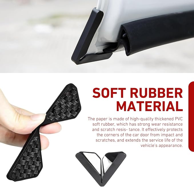2 PCS Car Door Corner Edge Guards, Anti-collision Carbon Fiber Door Corner Stickers, Self-Adhesive Auto Decorative Edge Protector, Modificative Exterior Accessories for Most Cars (Black #02)