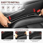 Car Seat Gap Filler Organizer, Car Organizer Front Seat 2-in-1 Storage No-Drop for Storing Phones, Keys, Fits Most Cars, Trucks, SUV (2 Pack, Black)