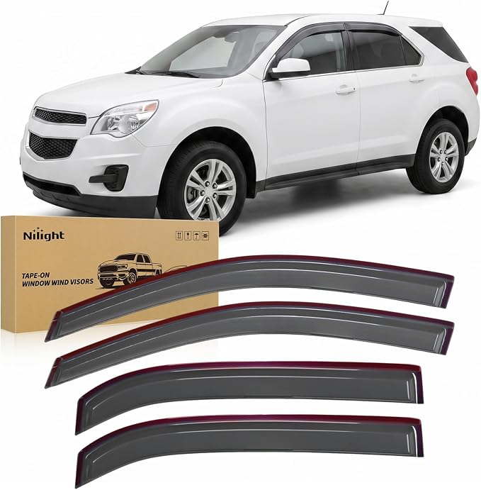 Window Visors Rain Guards for Chevy Equinox 2010-2017, Outside Mount Window Deflectors Vent Shades for Comfortable Driving, Fresh Air Flow & Rain Protection, Smoke Tinted, 4PCS