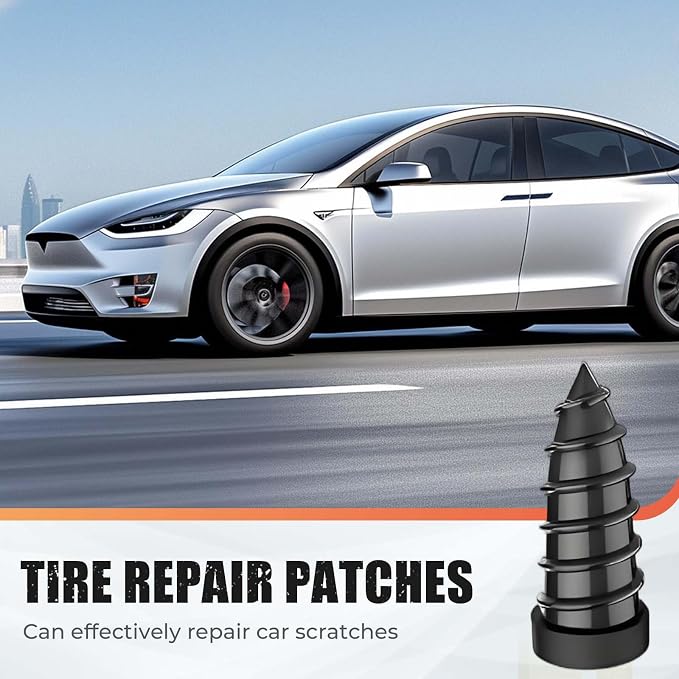 Tire Repair Rubber Nail Kit with 2 Sizes, Screw in Tire Plugs Rubber Screws, Tire Repair Screws for Tubeless Tires, Fast Emergency Tire Repair for Car Motorcycle Bike Truck (60 Pcs)