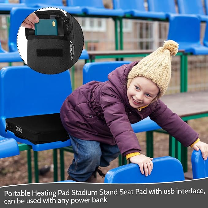 Portable Heating Seat Cushion Heated Pad with 3 Levels Fast Heating Warm Seat Pads Electric USB Power Stadium Pad for Bleachers Office Park Boat Camping