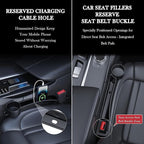 Car Seat Gap Filler Set of 2, Upgraded Car Side Seat Gap Fillers with Organizer, Cup Holder & Hook Function, Inserts Between Front Seats Console Catcher 4in1 Gap Stopper Fill Plug Storage Box (Black)