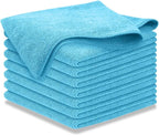 Microfiber Cleaning Cloth - Turq - 8Pcs (12.5x12.5 inch) High Performance - 1200 Washes, Ultra Absorbent Car Towel Traps Grime & Liquid for Streak-Free Mirror Shine - car Washing Cloth