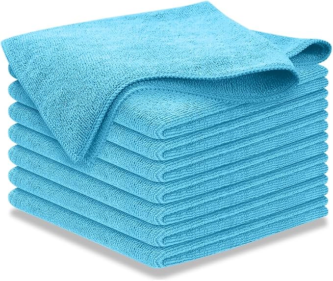 Microfiber Cleaning Cloth - Turq - 8Pcs (12.5x12.5 inch) High Performance - 1200 Washes, Ultra Absorbent Car Towel Traps Grime & Liquid for Streak-Free Mirror Shine - car Washing Cloth