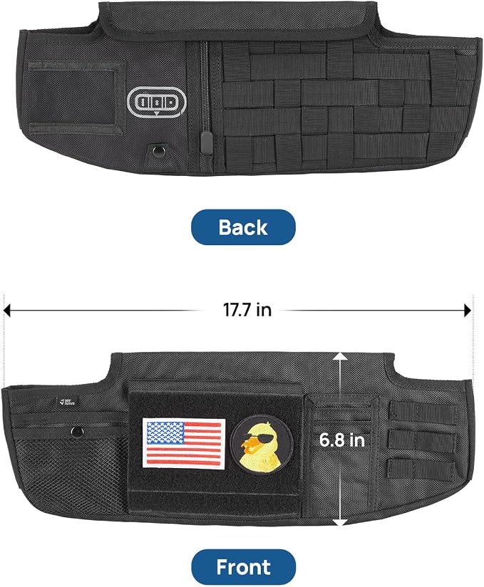 Sun Visor Organizer Compatible with 2018-2026 Wrangler JL & Gladiator JT, Driver's Side Front Tactical Visor Storage Cover Molle Webbing Visor Storage Holder Pouch, Multi-Pocket Net Zipper