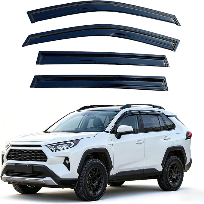 4PCS Tape On Window Visors Rain Guards Deflectors for 2019-2025 Toyota Rav4 | Extra Durable Out-Channel Window Deflectors Vent Visors for Rav4 19-25,Rain Deflectors for Car Windows,Shatterproof