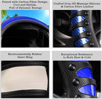 Car Leather Steering Wheel Cover - Carbon Fibre Material, Universal 14.5-15 Inch Leather Anti-Slip Breathable Auto Steering Wheel Covers for Men Women (3D Massage - Sports Blue)