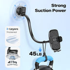 14'' Gooseneck Car Phone Holder,Heavy Duty Phone Holder for Truck, [Flexibile Long Arm] [Anti Shake stabilizer] Windshield Car Phone Mount Suction Cup,Fit for iPhone, Samsung (Black Plaid)