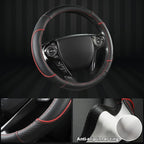 Steering Wheel Cover for Honda Civic(2006-2015),CR-Z, Insight, S2000 (Black+Red Line-Small Size)