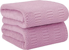 Microfiber Bath Towels, Large Bathroom Towel 2 Pack (30" x 60"), Oversized, Soft, Super Absorbent and Fast Drying, Multipurpose Use for Sport, Fitness, Yoga, Diamond Cross Grid Purple