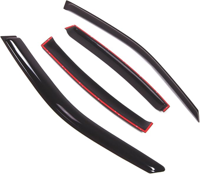 WD2-492 Dark Smoke 4 Pcs Set Window Visor (Outside Mount) Deflector Rain Guard Compatible with 1999-2005 BMW 323i 328i