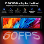 10.26" Portable Apple CarPlay Screen for Car with Rotatable 4K Dash Cam, Wireless CarPlay & Android Auto Display with 1080P Backup Camera, 64GB Card Included, GPS Navigation, Voice Control