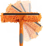Window Squeegee and Microfiber Scrubber 2-in-1 Combo / Multi-Angle Window Cleaning Tool / Window Washing Equipment for Solar Panel and RV Windshield / Threaded Window Cleaner (pole sold separately)