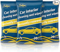 Car Cleaning Wipes, Multipurpose Vehicle Interior Surface Wipes, Soft Disposable Cleaning Cloth for Car Dashboard Seat Door Panel Glass Dust & Stain Removal