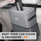Car Trash Can, Multifunctional Car Accessory for Interior Car Stuff Storage with Compact Design, Waterproof Car Organizer and Storage with Adjustable Straps, Magnetic Snaps, 2 Gallons, Gray