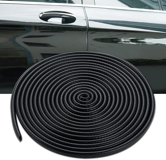 Car Door Edge Protector Glueless Rubber Door Edge Protector Rubber U Shape Car Accessories for Sedan Truck SUV ATV Boat (Black, 32.8FT)