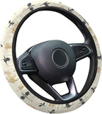 Vintage Dragon Floral Steering Wheel Cover, Polyester Car Wheel Grip, Universal 15 Inch for Cars SUVs Trucks