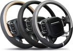 Breathable Car Steering Wheel Cover 16 inch Auto Universal Leather Wrap Non-Slip Steeringwheel Protector Automotive Interior Accessories, Black (Suit for 15 1/2-16 inch)