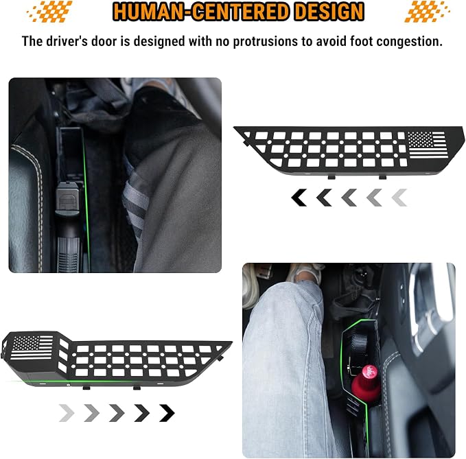 Metal Front & Rear Door Storage Box Pockets Door Side Insert Organizer with Cup Holder Compatible with 2018-2024 2025 Jeep Wrangler JL JLU & 2020-2024 2025 Gladiator JT Interior Accessories, 4pcs