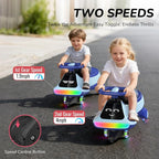 12V Electric Wiggle Car for Kids with Pedal, Display, Rechargeable Battery, LED Light, Bluetooth, Light-Up Wheels, Anti-Rollover, 2 Speeds, Ride on Toys, Birthday Gifts for Age 3+, 150Lbs