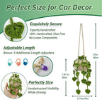 Crochet Hanging Plant for Car,Car Decorations Interior,Plant Aesthetic Car Accessories for Women Interior Cute,Car Ornaments Charms for Rear View Mirror,Boho Car Decoration Gifts