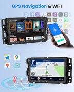 4Core 2G+64G Car Radio for Chevrolet Chevy Silverado GMC Sierra Yukon 2007-2013, Android Car Stereo Wireless CarPlay Android Auto, GPS WiFi, Touchscreen, Bluetooth, EQ, Backup Camera