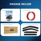 Tape-On Rain Guards for Ford Explorer 2002 2003 2004 2005 2006 2007 2008 2009 2010, Window Visors Vent Wind Deflectors-4PCS