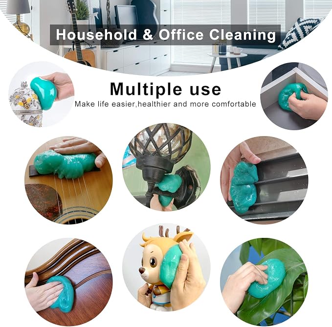 Car Cleaning Gel for Car Detailing Car Cleaning Gel Putty Reusable Keyboard Cleaner Gel Car Putty for Cleaning Dust Universal Cleaning Gel 5 Pack(Green)