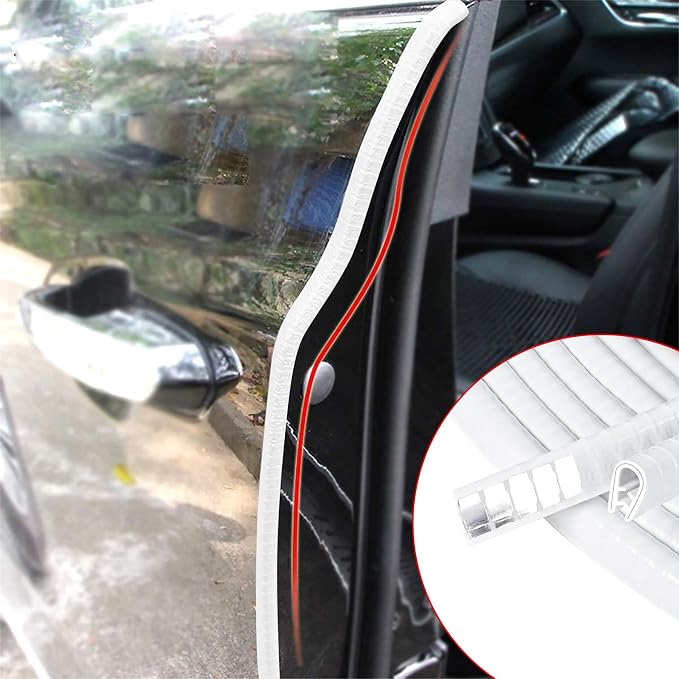 49Ft(15M) Long Car Door Edge Guards, U Shape Edge Trim Rubber Seal Protector Car Door Protection Anti-Collision Rubber Clips Easy to Cut No Need Adhesive Fit for Most Vehicles| White