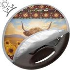 Aztec Steering Wheel Cover Sun Shade 17 inch Cute Highland Cow Sunflower Car Steering Wheel Accessories for Women Universal Steering Wheel Protection Heat Reflector for Most Cars SUV Trucks