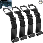 Car Headrest Hooks 4 Pack Adjustable Universal Fit Auto Seat Back Organizer Storage Hanger Purse Bags Holder with Clip Black