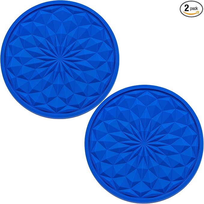 2 Pack Silicone Car Cup Holder Coaster – 2.75 Inch Non-Slip Drink Mat, Universal Fit for Most Vehicles – Cute & Functional Auto Accessories (Deep Blue)