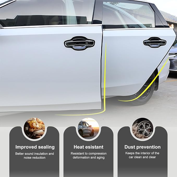 L Shaped Door Edge Trim Molding 26FT – Universal Car Door Protector Strip with Adhesive, Rubber Edge Guard for Truck SUV, Anti-Scratch Flexible Seal