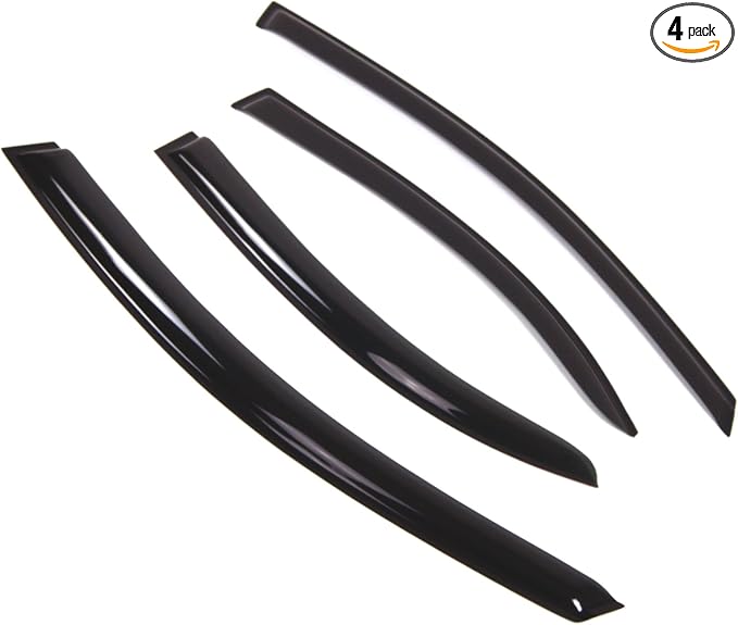 Outside Mount Window Vent Visors Rain Guards Compatible with Mitsubishi Lancer 2007-2017 | Side Window Wind Deflectors Rain Shields | Smoke Tinted, 4 Pcs Set, DGWV-324