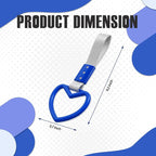 2PCS Heart Shaped Car Handle Straps, Rear Bumper Warning Keychain Ring for Car Exterior Accessories (Blue-Silver)