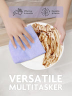 Microfiber Cleaning Cloth Rolls - 150 Sheets (Pink, Lavender) | 12'' by 12'', Super Absorbent, Lint-free, Tear-away Microfiber Towel Roll, for All-Purpose Cleaning