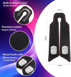 2Pcs Bling Car Headrest Hooks, Premium Leather & Sparkling Rhinestone Dual Metal Hooks, Back Seat Organizer for Bags, Coats, Purses and Groceries (Crystal Black)
