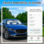 Car Windshield Sun Shade, Universal Fit Compact Sedan SUV, Sport Silver | 59 x 27.5" Car Sun Visor, Foldable Front Window Sunshade, UV Heat Protection, Cute Eyes Series