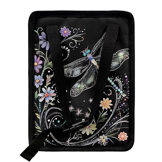 Dragonfly Flower Print Car Trash Can with Lid, Leak Proof Auto Trash Bag Hanging Vehicle Garbage Can Multipurpose Storage Container for Back Seat Road Trip