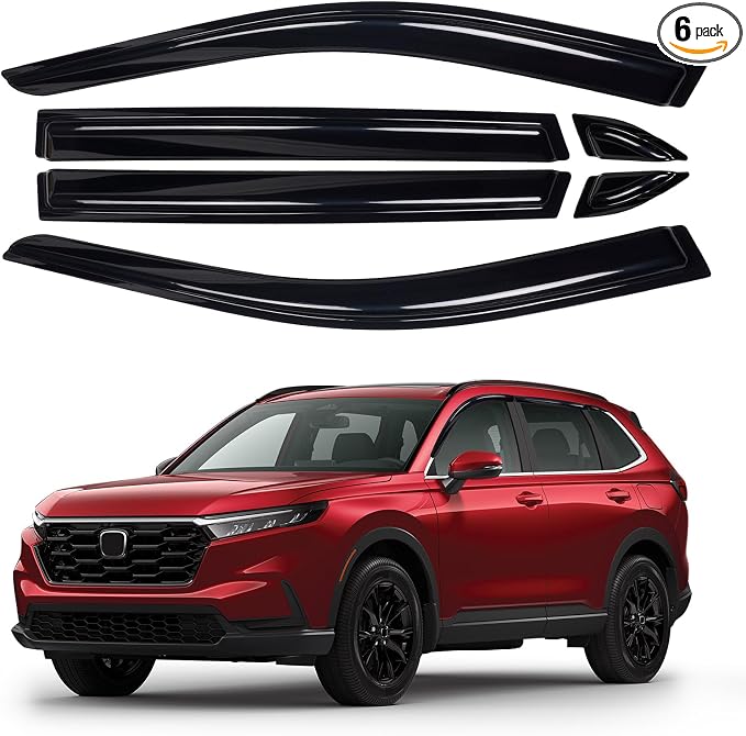 6-pcs Window Rain Guards for 2019-2025 Toyota RAV4 Accessories | Outside-Mount Tape-On Side Window Visors RAV4 Wind Deflectors Vent Visors Shades Rainproof Black