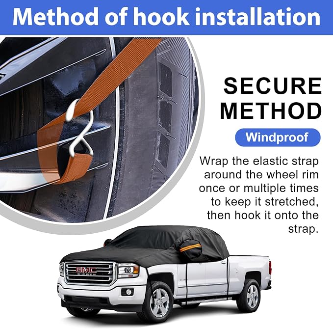 Truck Cab Cover for Crew Cab Pickup, Cab Only Truck Cover, Half Top Cover Sunproof Waterproof Windproof Protector for Extended Cab Trucks