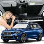 for BMW X5 2014-2018 Windshield Sun Shade - 4 Layers Car Sunshades for Front Windows Shade Cover Custom Fit X5 Sun Visor 250T Retractable Shade Blocks UV Rays Car Accessories
