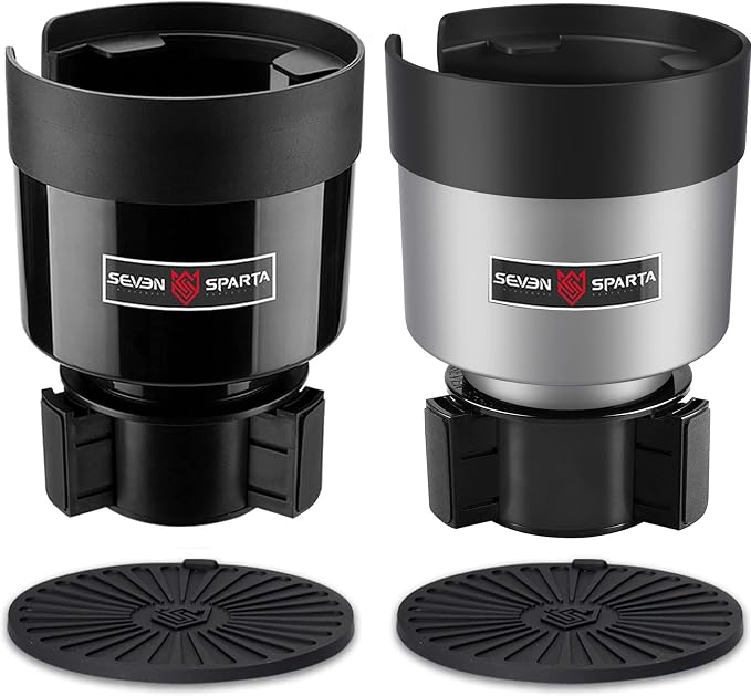 2 Pack Car Cup Holder Expander Organizer Adjustable Base, Compatible with Yeti 20/26/30 oz, Hydro Flasks 32/40oz, Nalgenes 30/32/38/48 oz, Other Bottles in 3.4"-3.8" (Black and Silver)